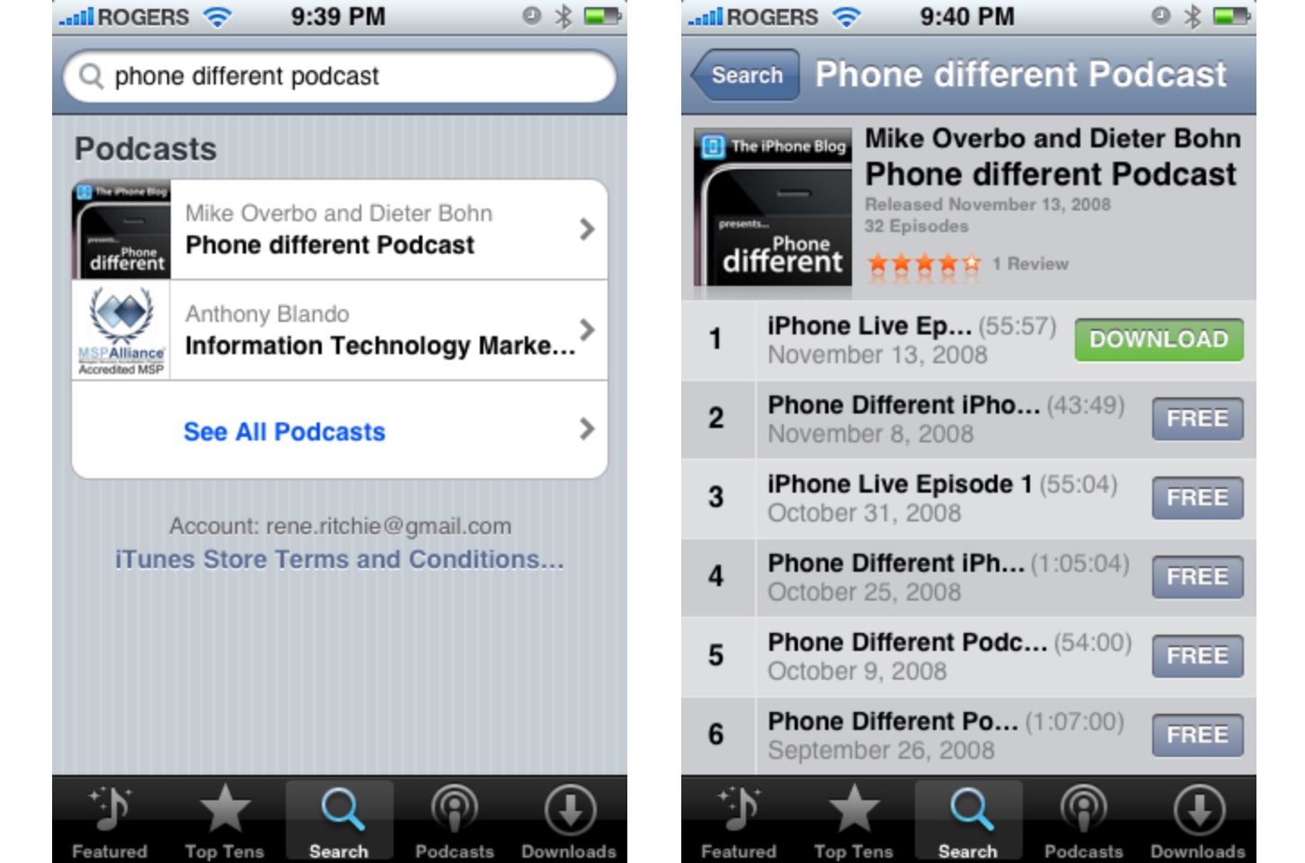 iPhone OS 2 Podcasts (2008)